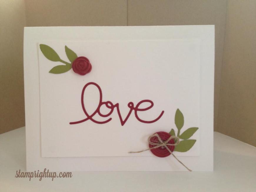 Stampin Up Expressions Love Thinlit card using simply pressed clay rose and buttons in Cherry Cobbler