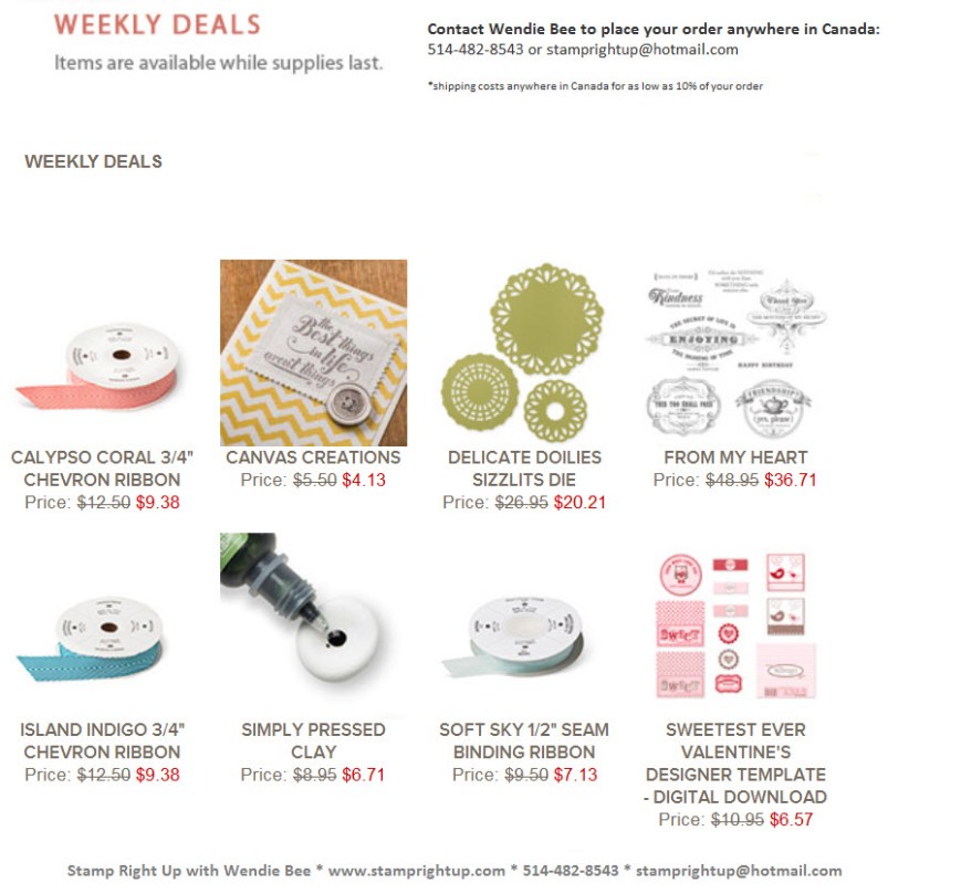 Stampin Up Weekly Deals Feb 4 - 11