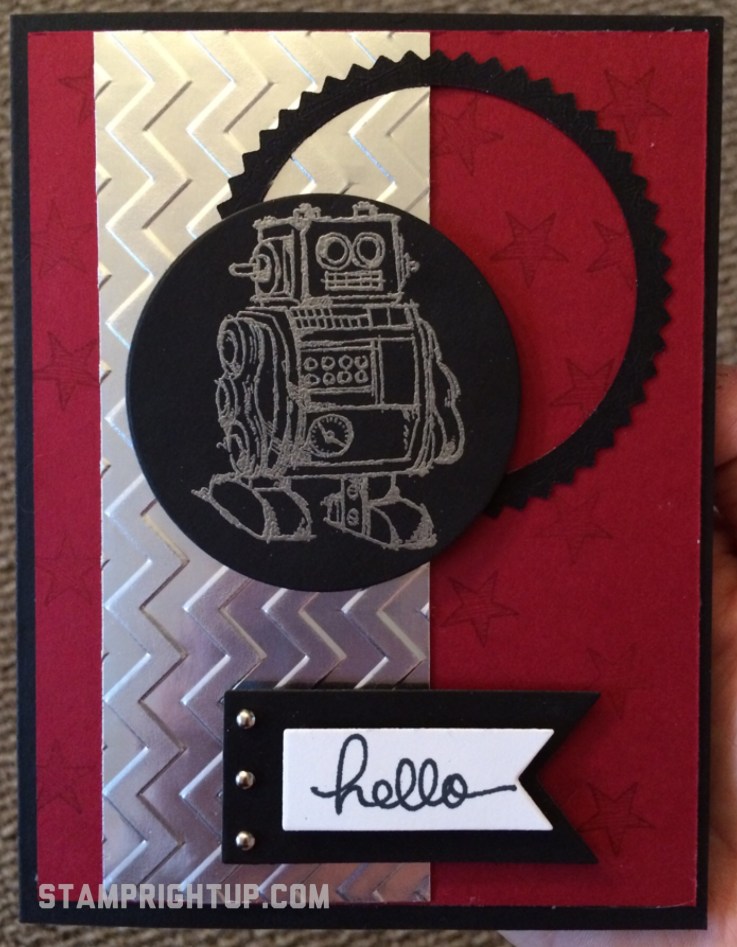 Stamp Right Up Boys will be Boys Stampin Up robot masculine card