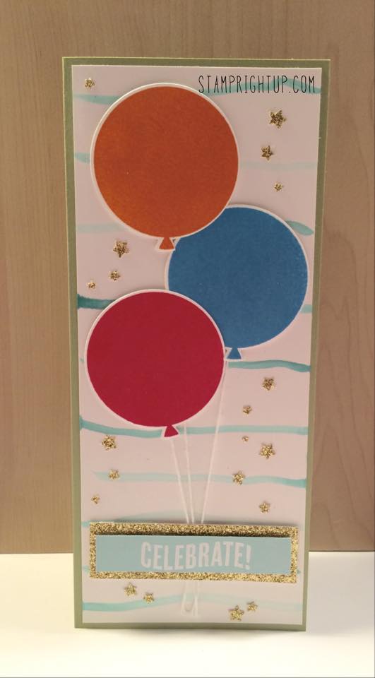 Stampin Up Celebrate Today XL Balloon card with video tutorial by Wendie Bee of Stamp Right Up