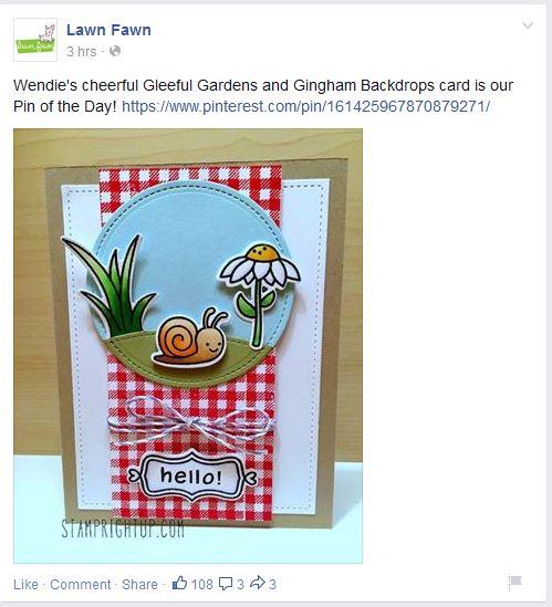 Lawn Fawn Stamp Right Up Wendie Bee Gleeful gardens Pinterest Facebook Pin of the Day March 11 2015