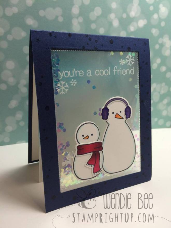 Lawn Fawn's Making Frosty Friends no bulk shaker card for the Jennifer McGuire Ink Kindness Challenge #1 ~ created by Wendie Bee of Stamp Right Up