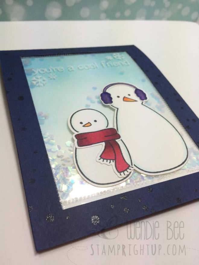 Lawn Fawn's Making Frosty Friends no bulk shaker card for the Jennifer McGuire Ink Kindness Challenge #1 ~ created by Wendie Bee of Stamp Right Up