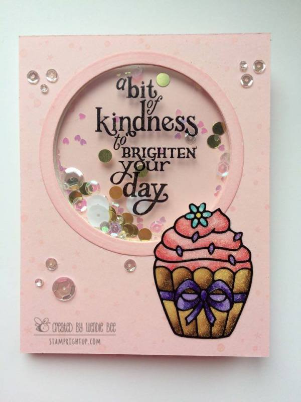Share Handmade Kindness Cupcake Shaker Card Hero Arts Wendie Bee Stamp Right Up