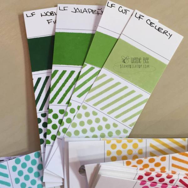 Lawn Fawn Dye Ink Pad Swatches Review Greens Collection Celery Cut Grass Jalapeno Noble Fir_Wendie Bee_Stamp Right Up_Canada
