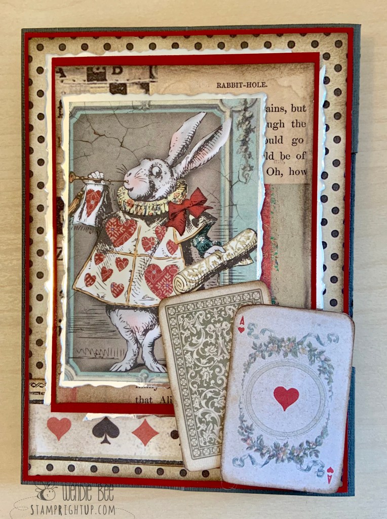 Stamperia Alice Collection Double Z Fold Card by Wendie Bee Stamp Right Up